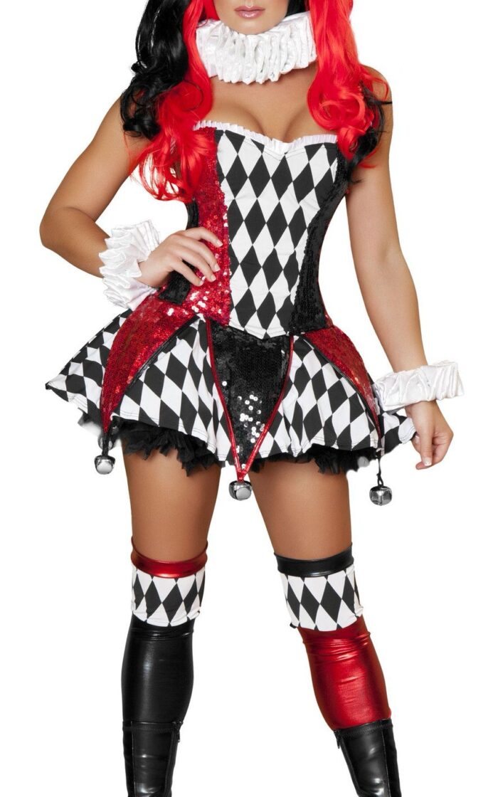 3pc Court Jester Cutie Harley Quinn Costume