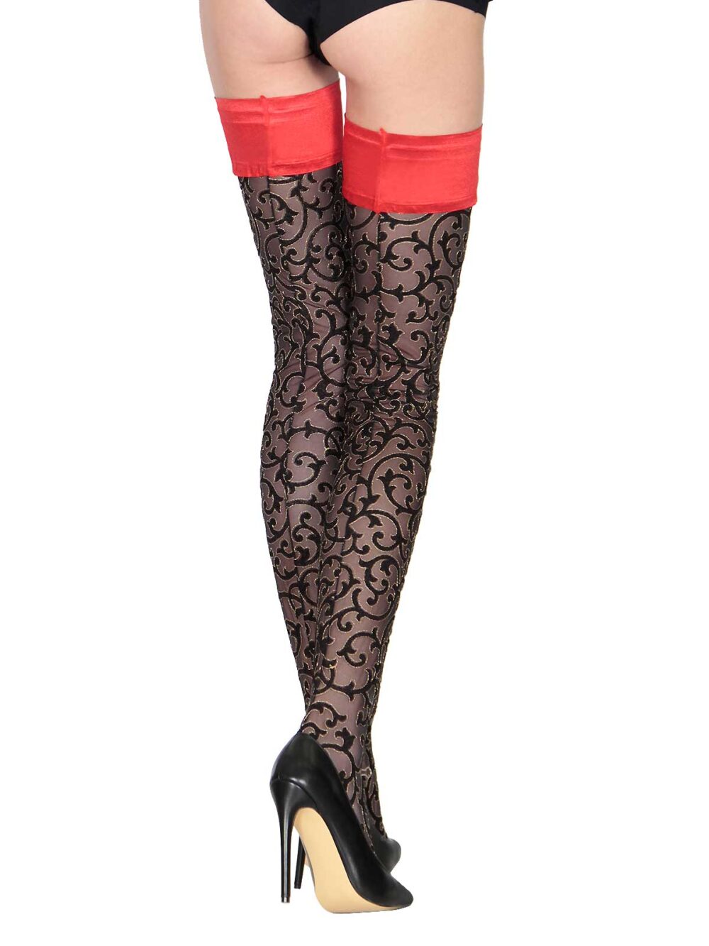AMBROGINA Filigree With Gold Thread Thigh Highs