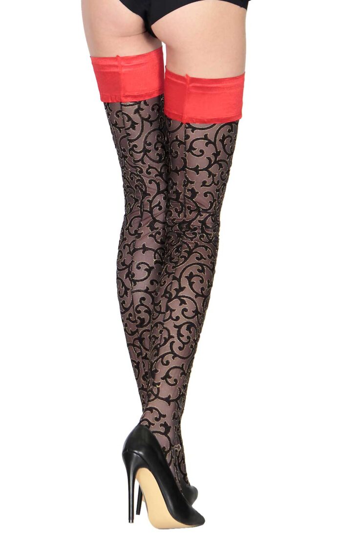 AMBROGINA Filigree With Gold Thread Thigh Highs