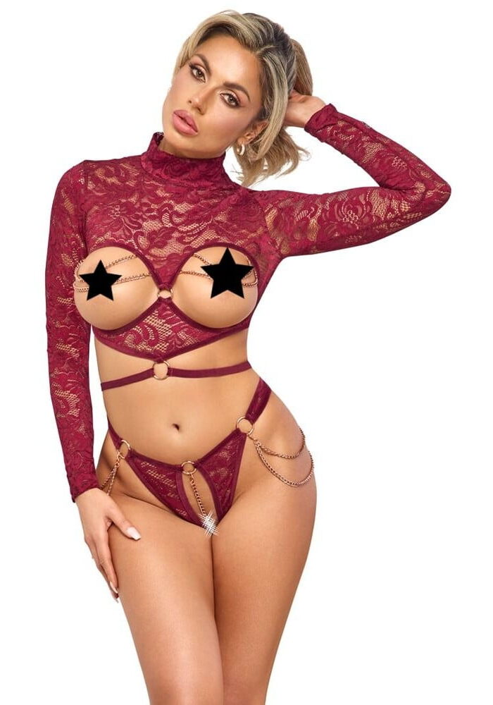 Abierta Fina Open Red Lace Body