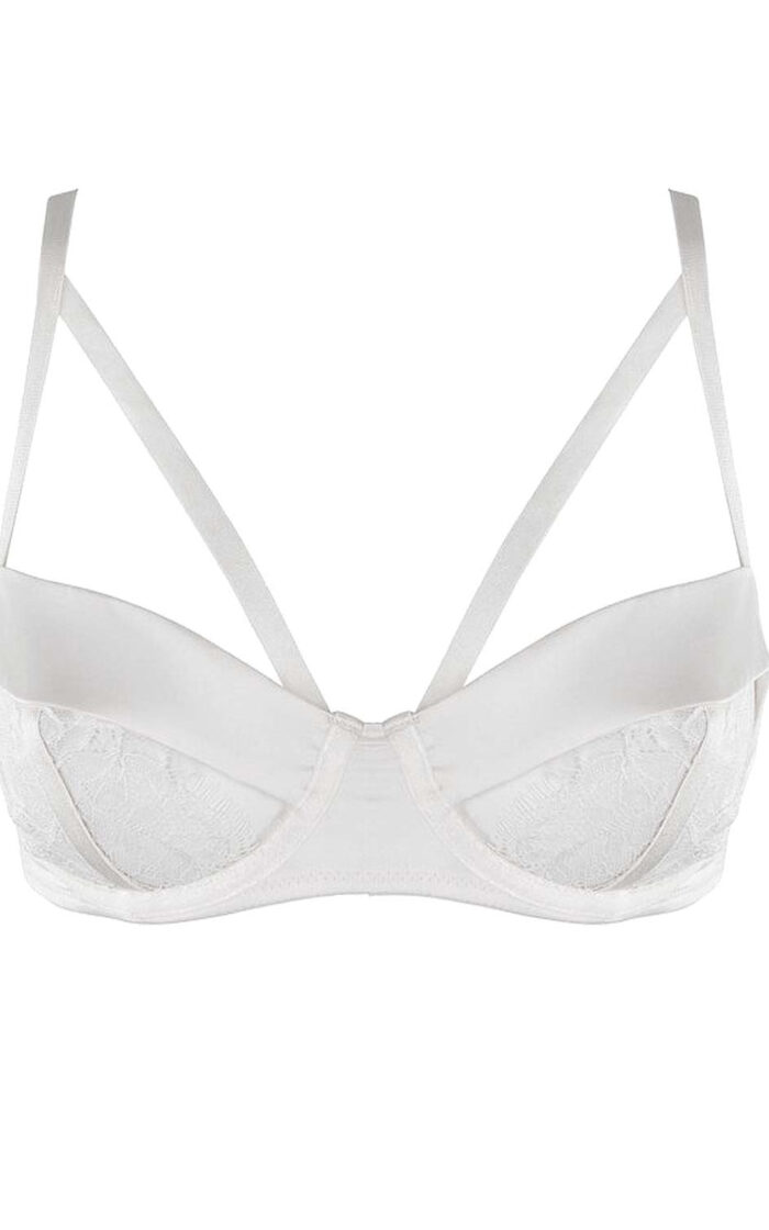 Alexa Ivory Open Cup Satin Bra