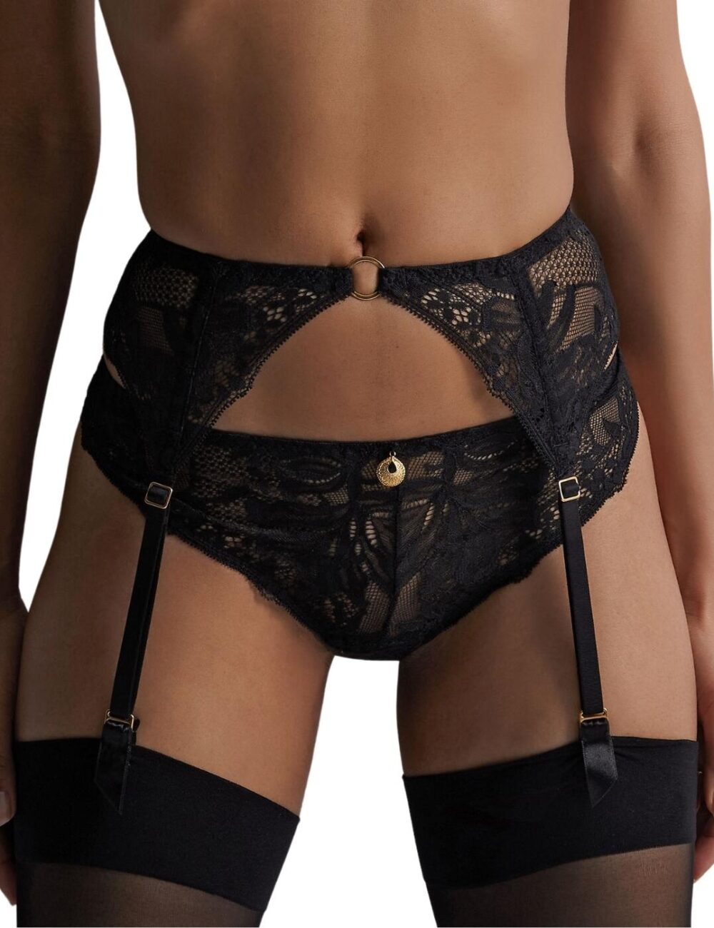 Aubade Gold Pleasure Suspender Belt - Black light - M - 12