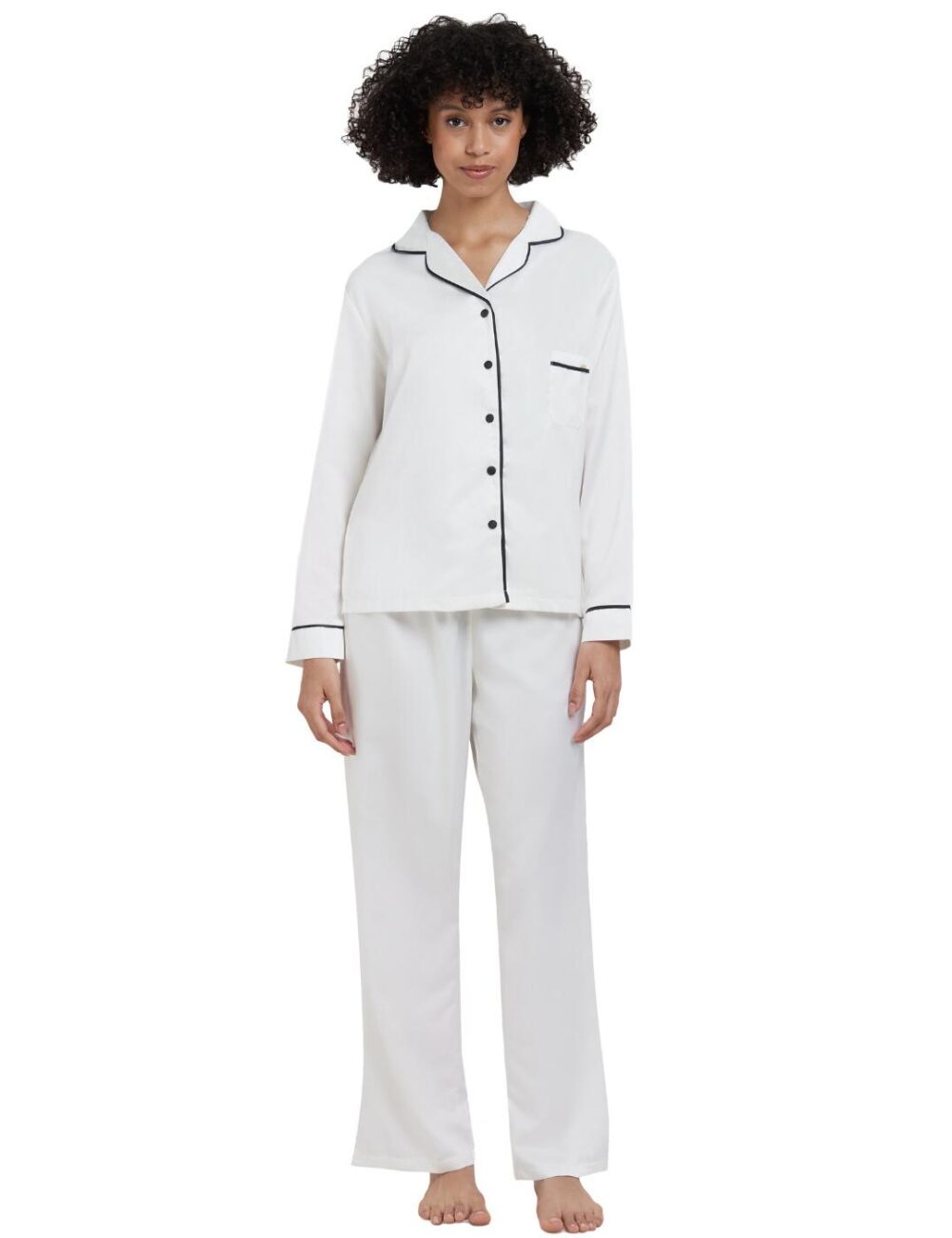 Bluebella Claudia Shirt and Trouser Set - Cream/Black - L - 14