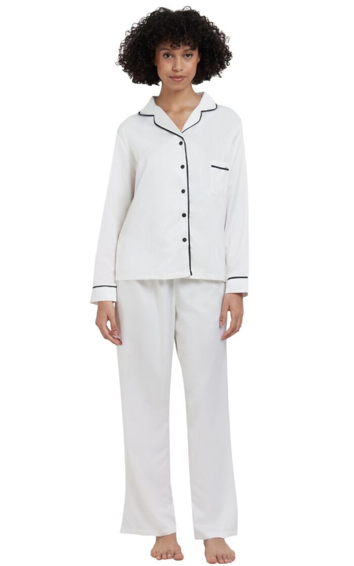 Bluebella Claudia Shirt and Trouser Set - Cream/Black - L - 14