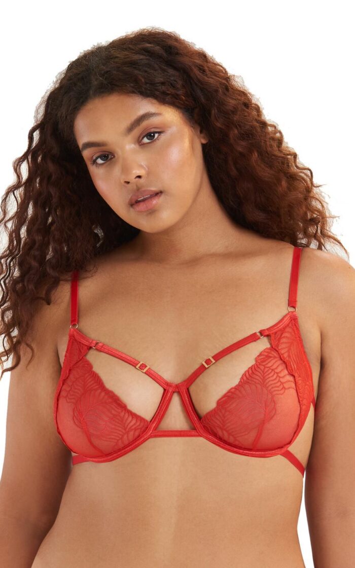 Bluebella Enya Demi Cup Bra - Red - 30D