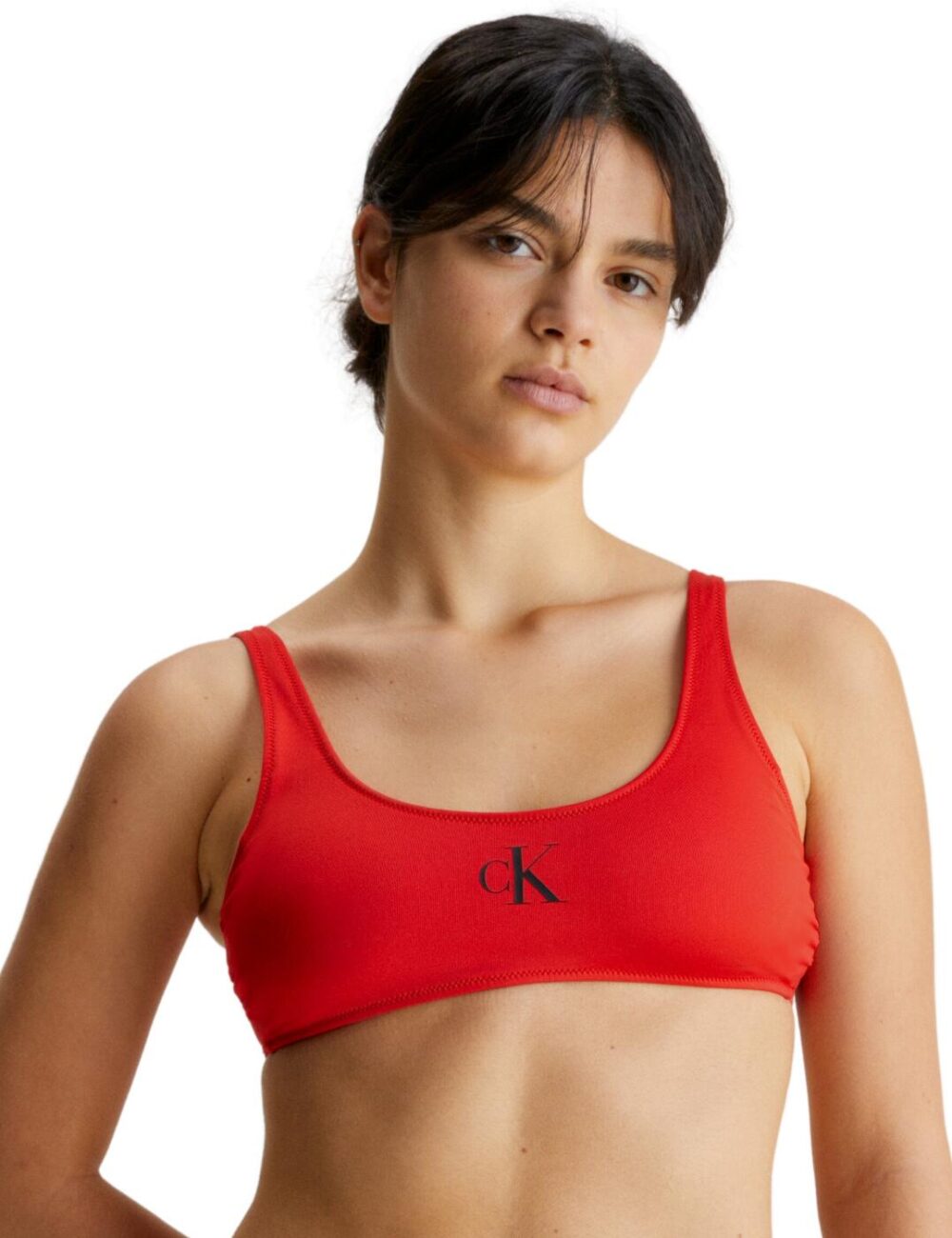 Calvin Klein CK Monogram Bralette Bikini Top - Cajun Red - L - 14