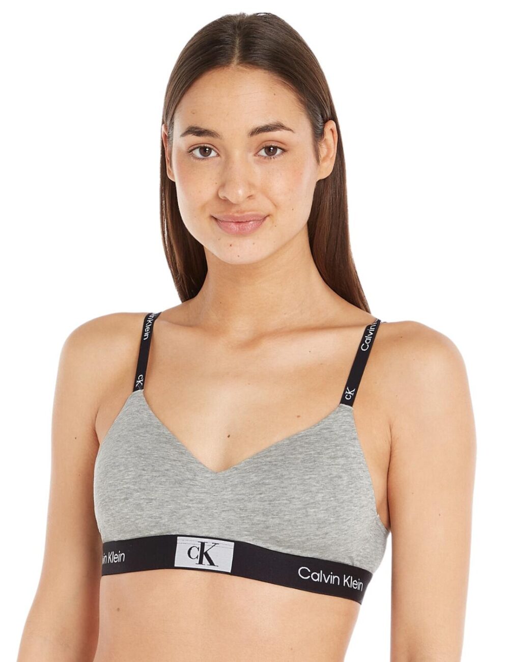 Calvin Klein CK1996 Lightly Lined Bralette - Grey Heather - L - 14