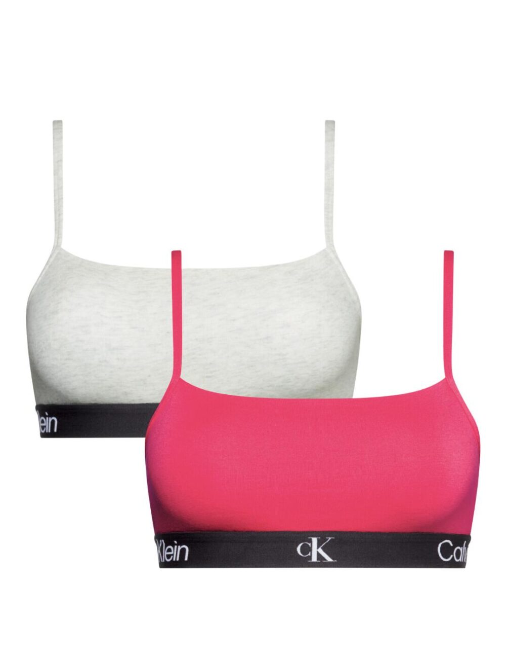 Calvin Klein Modern Cotton Unlined Bralette 2 Pack - Cerise/Snow Heather - XS - 8