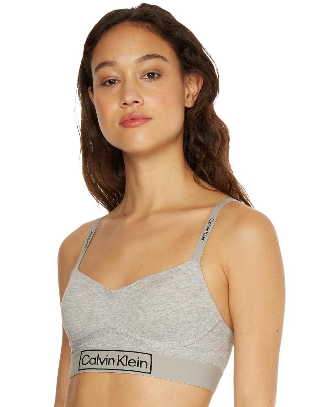 Calvin Klein Reimagined Heritage Lined Bralette - Grey Heather - XS - 8