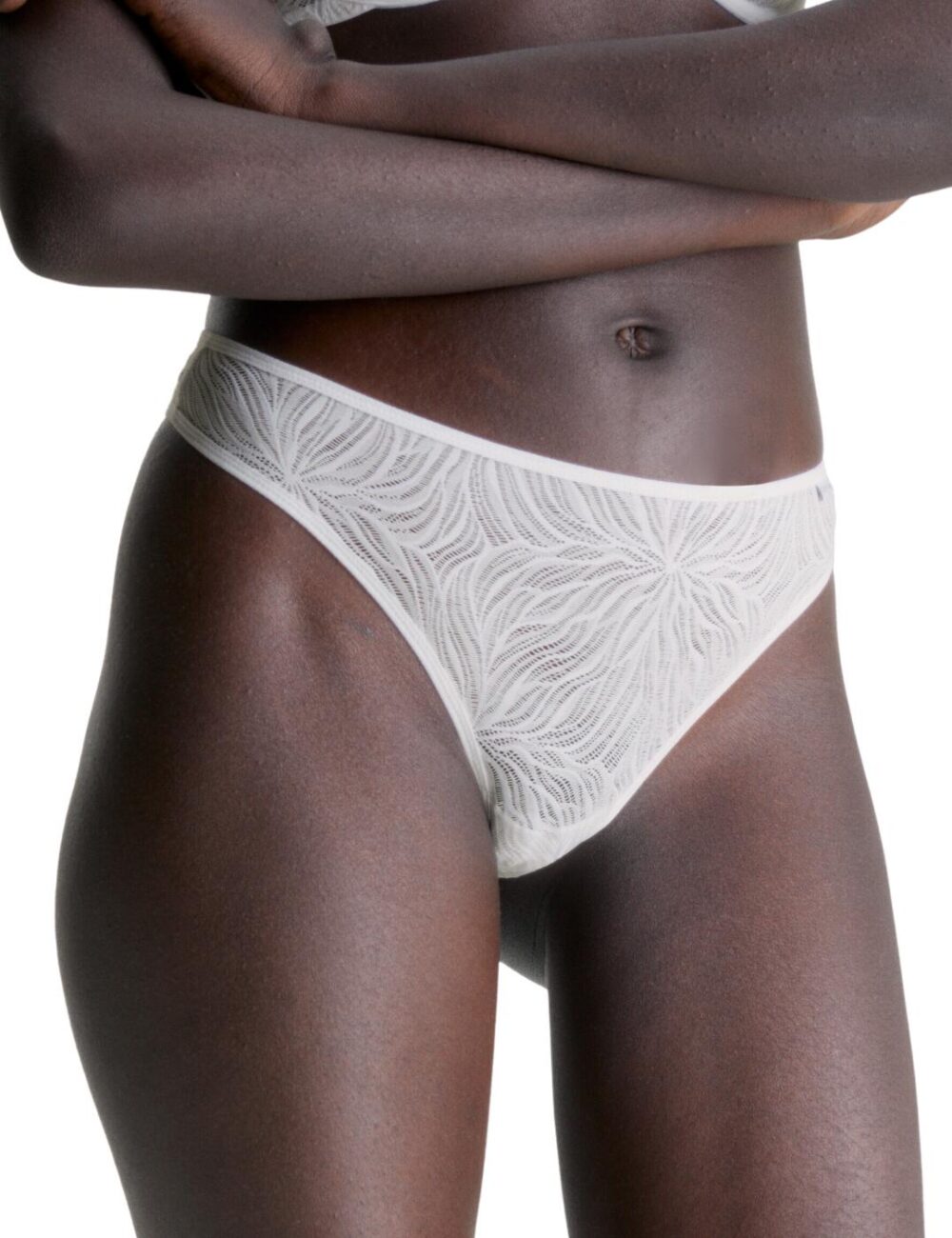 Calvin Klein Sheer Marquisette Thong - White - L - 14