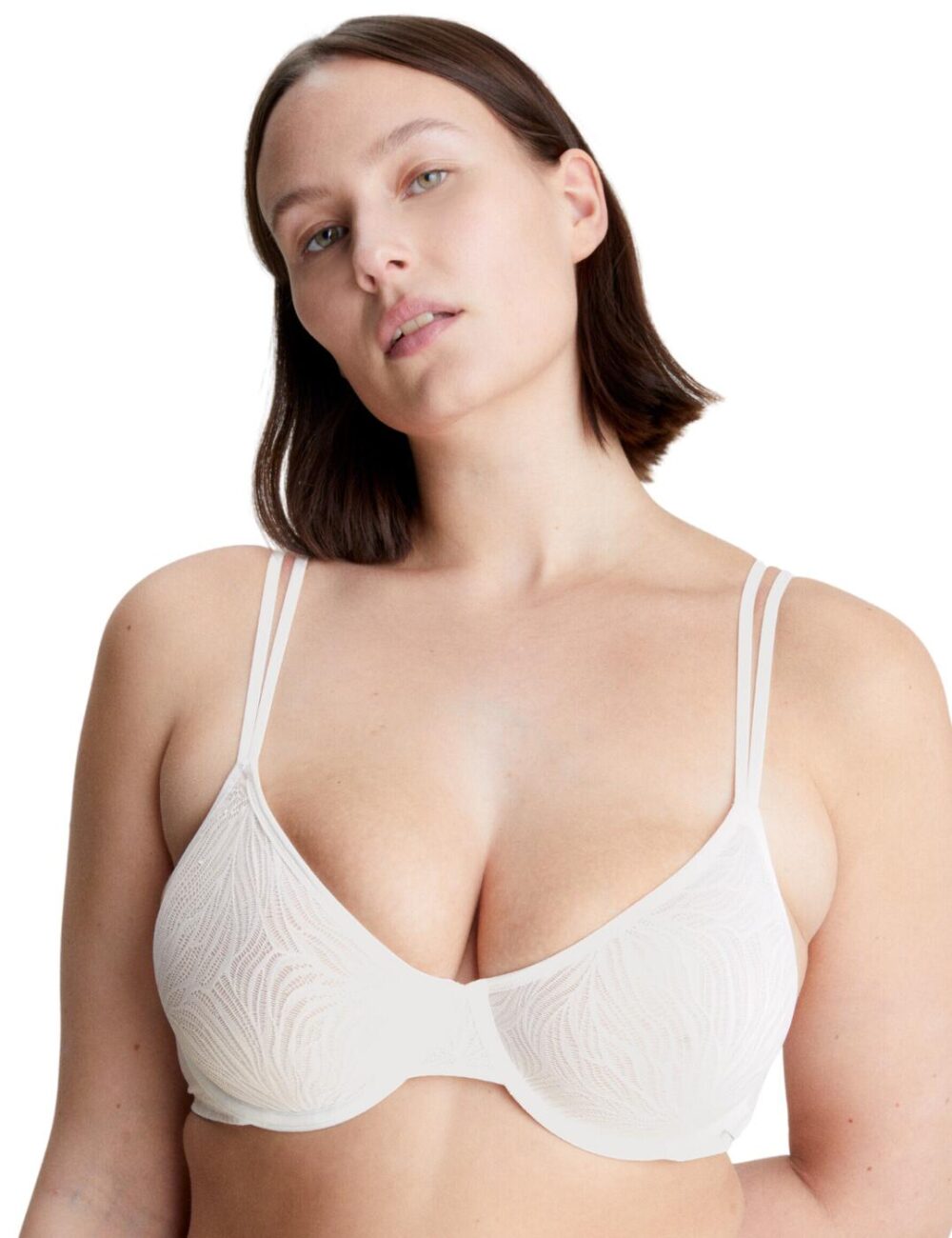 Calvin Klein Sheer Marquisette Unlined Demi Bra - White - 32B
