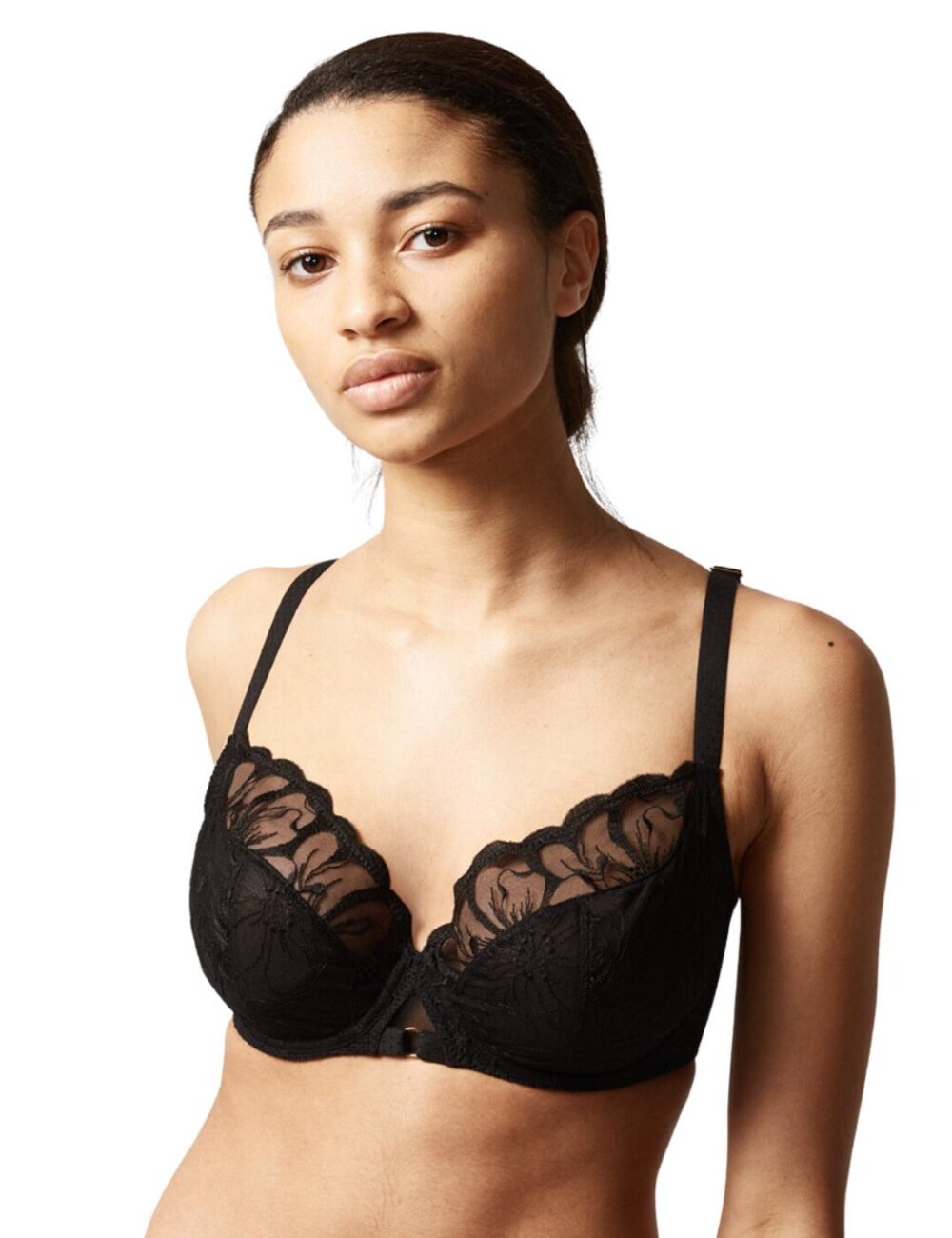 Chantelle Fleurs Full Coverage Underwired Bra - Black - 40D