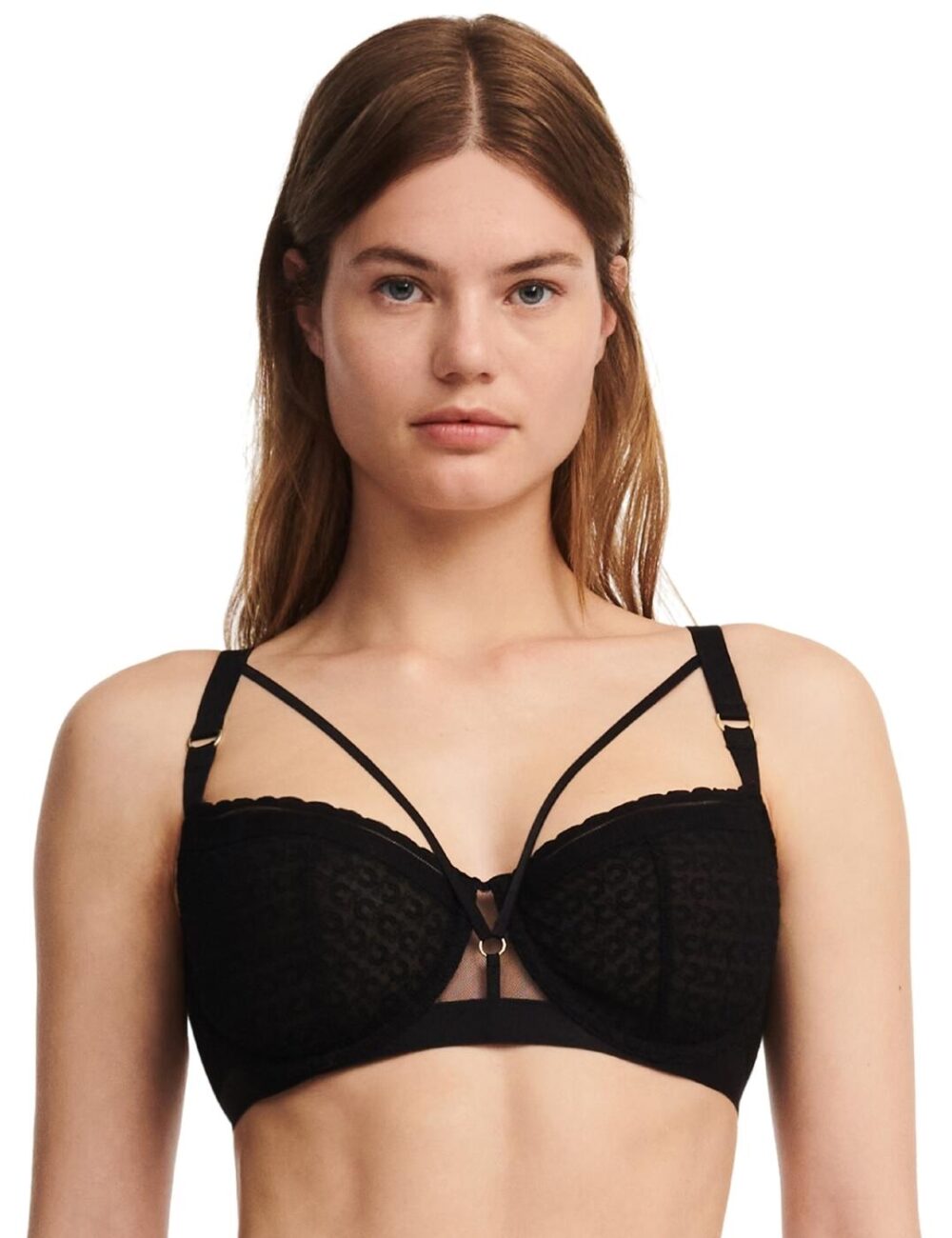 Chantelle Monogram Half Cup Balcony Bra - Black - 32F