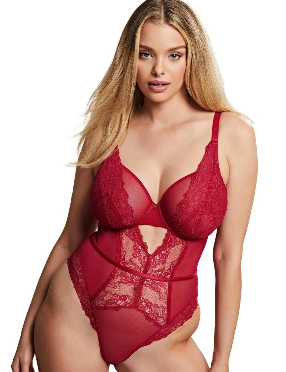 Cleo by Panache Selena Plunge Bodysuit - Ruby Red - 32DD