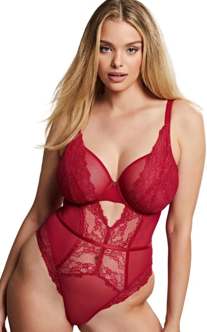 Cleo by Panache Selena Plunge Bodysuit - Ruby Red - 32DD