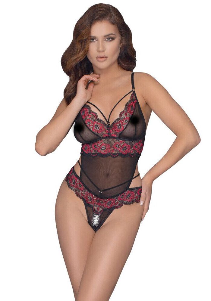 Cottelli Crotchless Body With Lace - L/XL