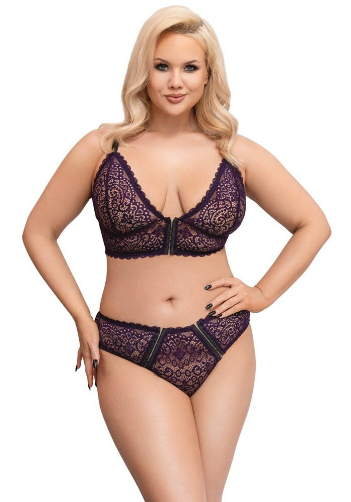 Cottelli Curves Delicate Lace Bralette And Briefs