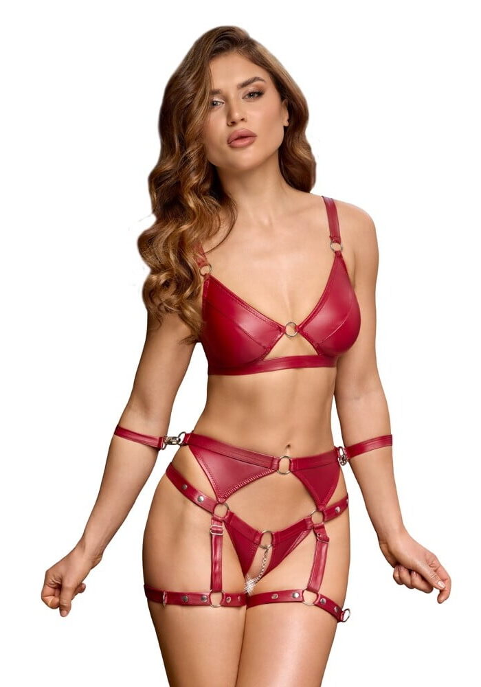 Cottelli Red Crotchless Bondage Set
