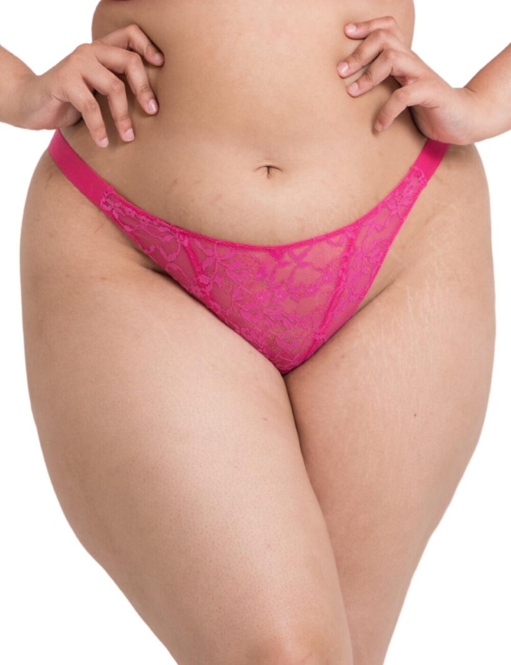 Curvy Kate All Night Lace Tanga Brief - Hot Pink/Blush - L - 14