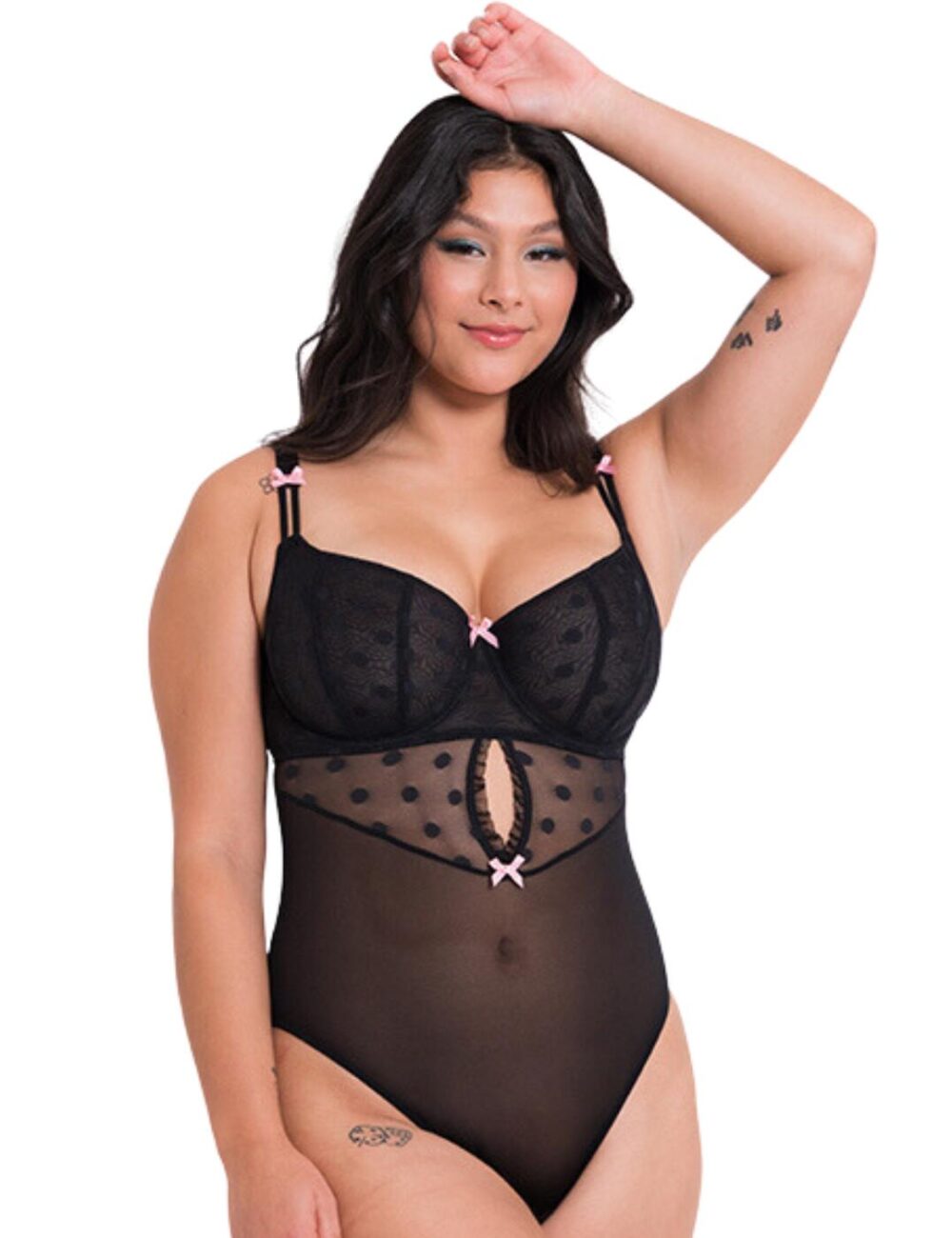 Curvy Kate Frill Me Balcony Body - Black/Pink - 32E