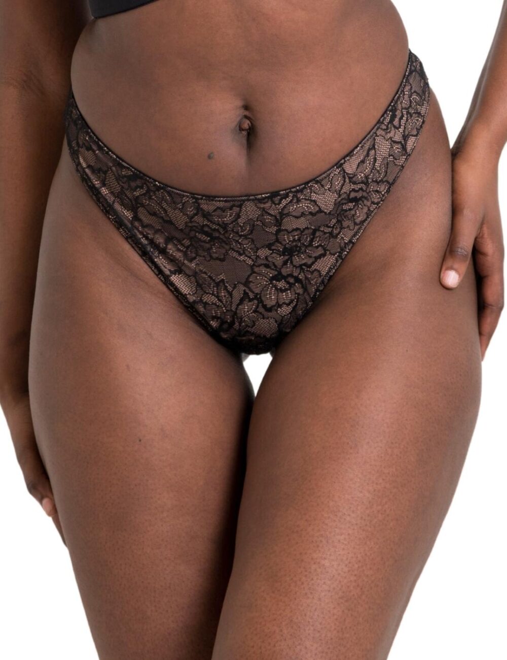 Curvy Kate Hey Girls Thong - Black/Latte - XL - 16