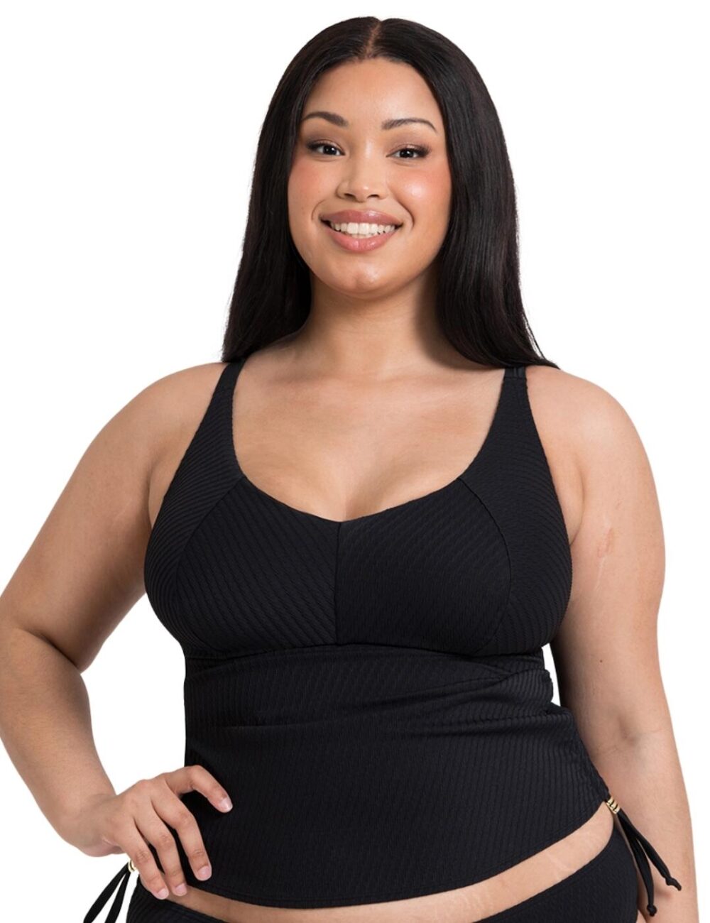 Curvy Kate Jet Set Non Wired Tankini Top - Black - 30DD/E