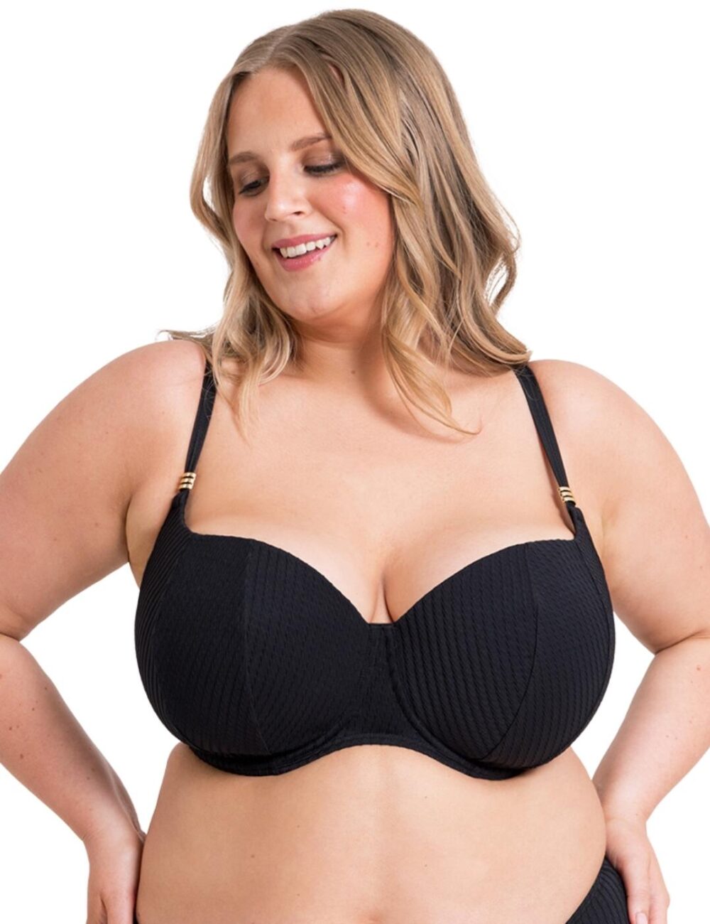 Curvy Kate Jet Set Padded Balcony Bikini Top - Black - 30E