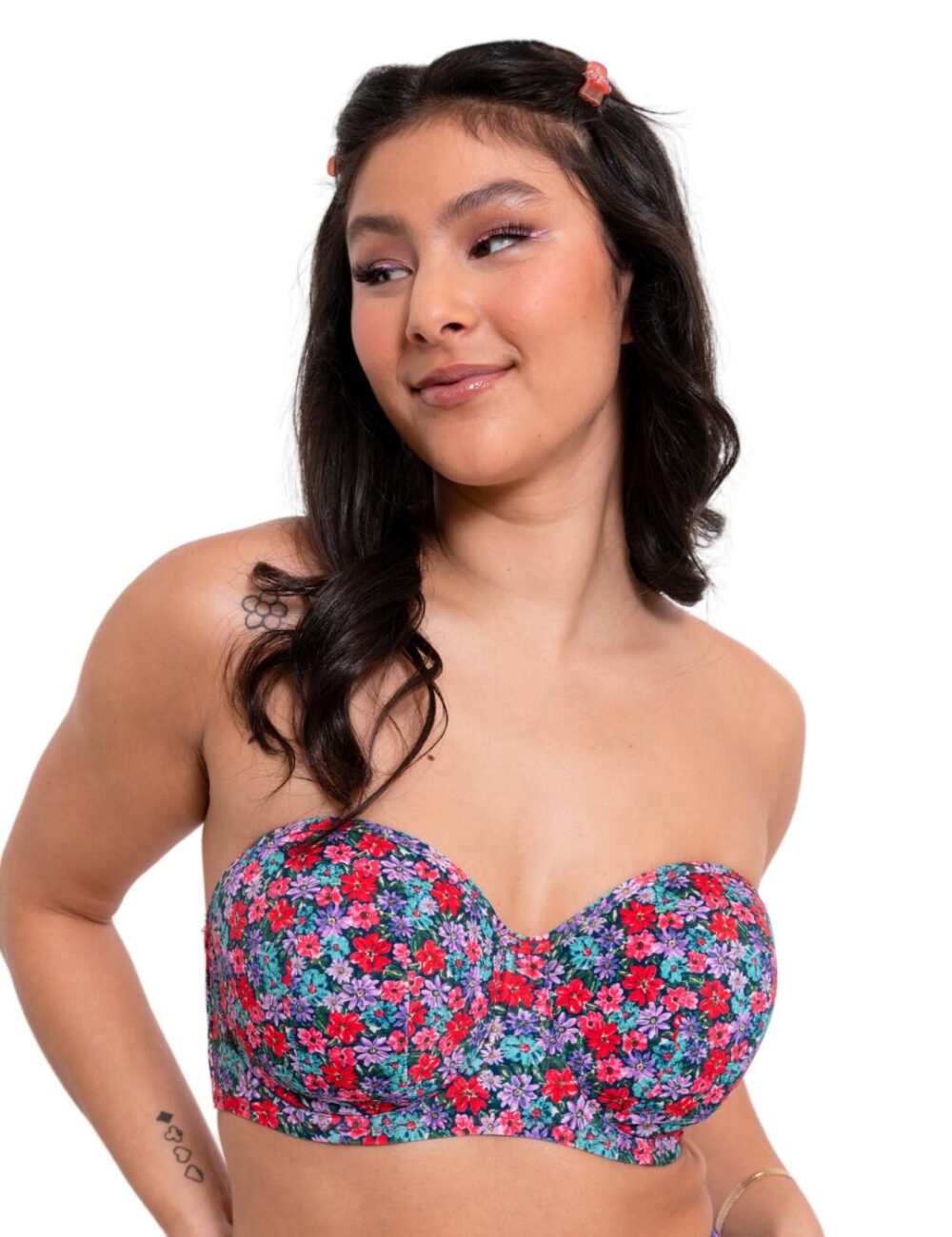 Curvy Kate Kitsch Kate Bandeau Bikini Top - Floral Print - 32FF
