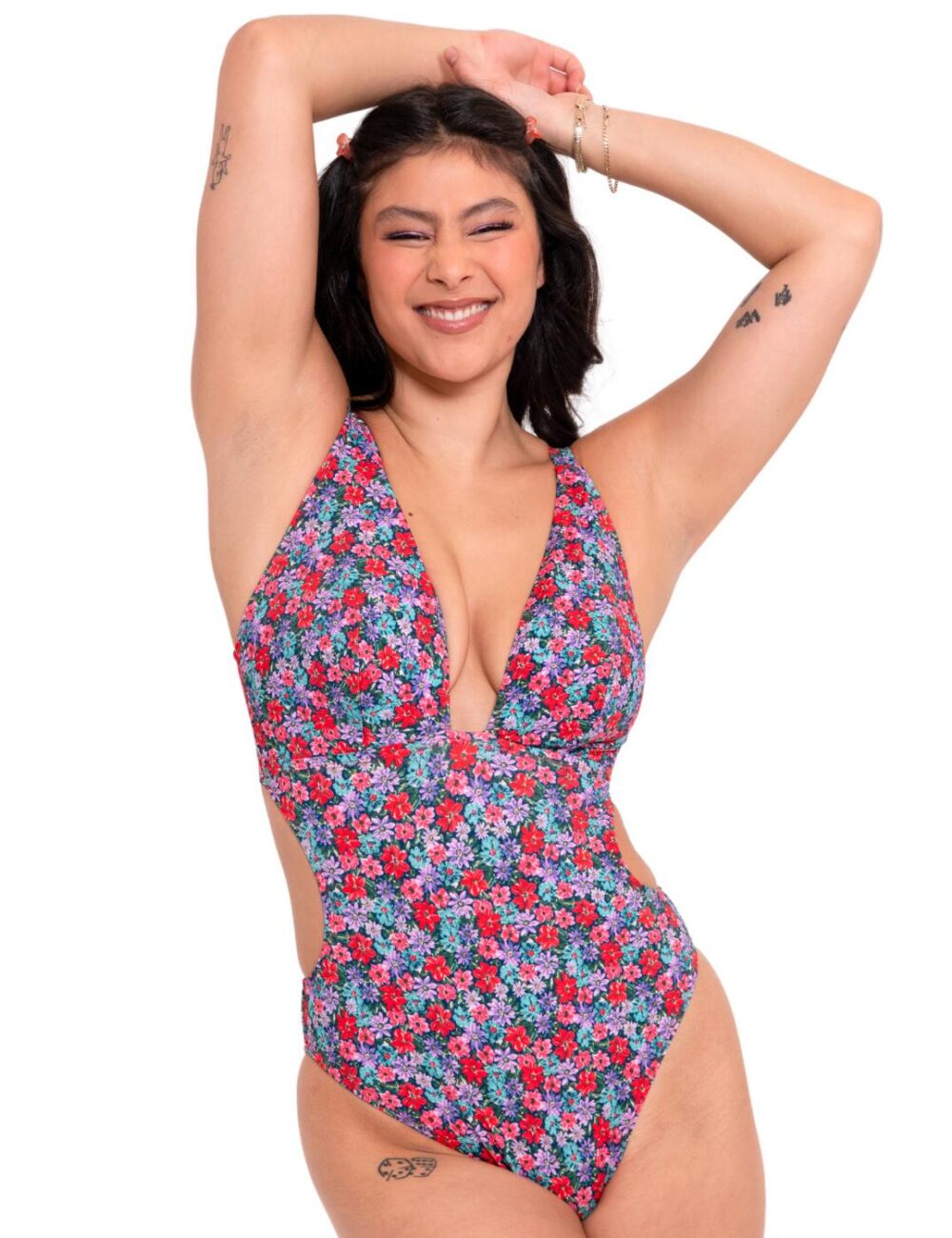 Curvy Kate Kitsch Kate Plunge Swimsuit - Floral Print - 32H/HH
