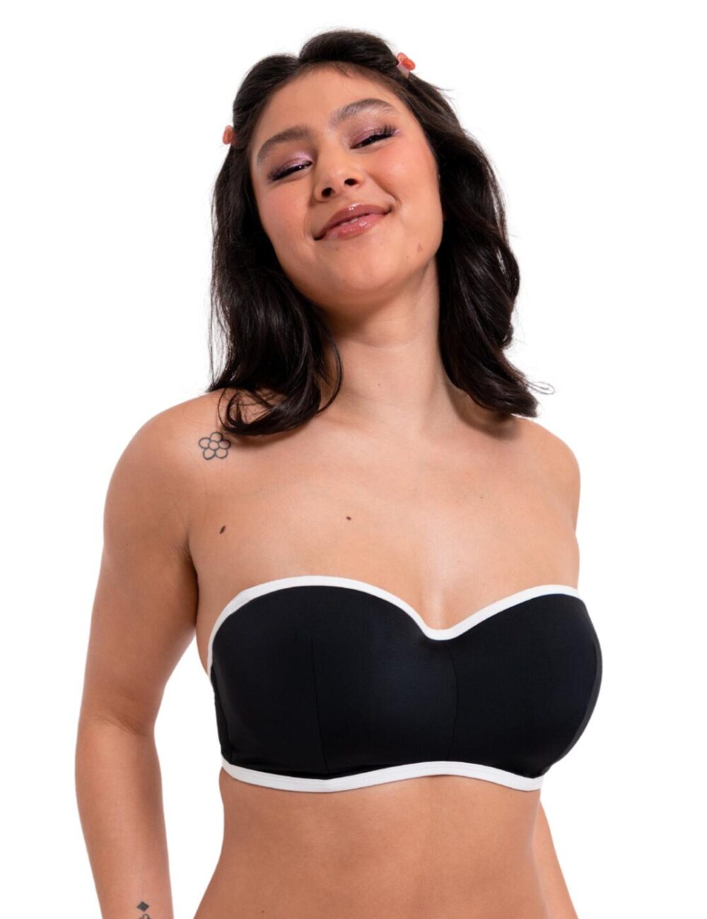 Curvy Kate Minimalist Bandeau Bikini Top - Black/White - 40F