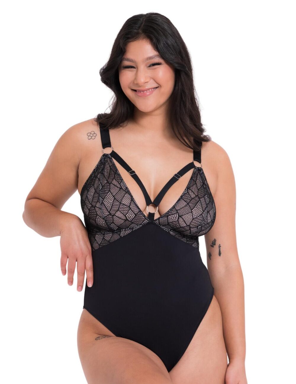Curvy Kate Non-Stop Stretch Bodysuit - Black/Pink - S - 10