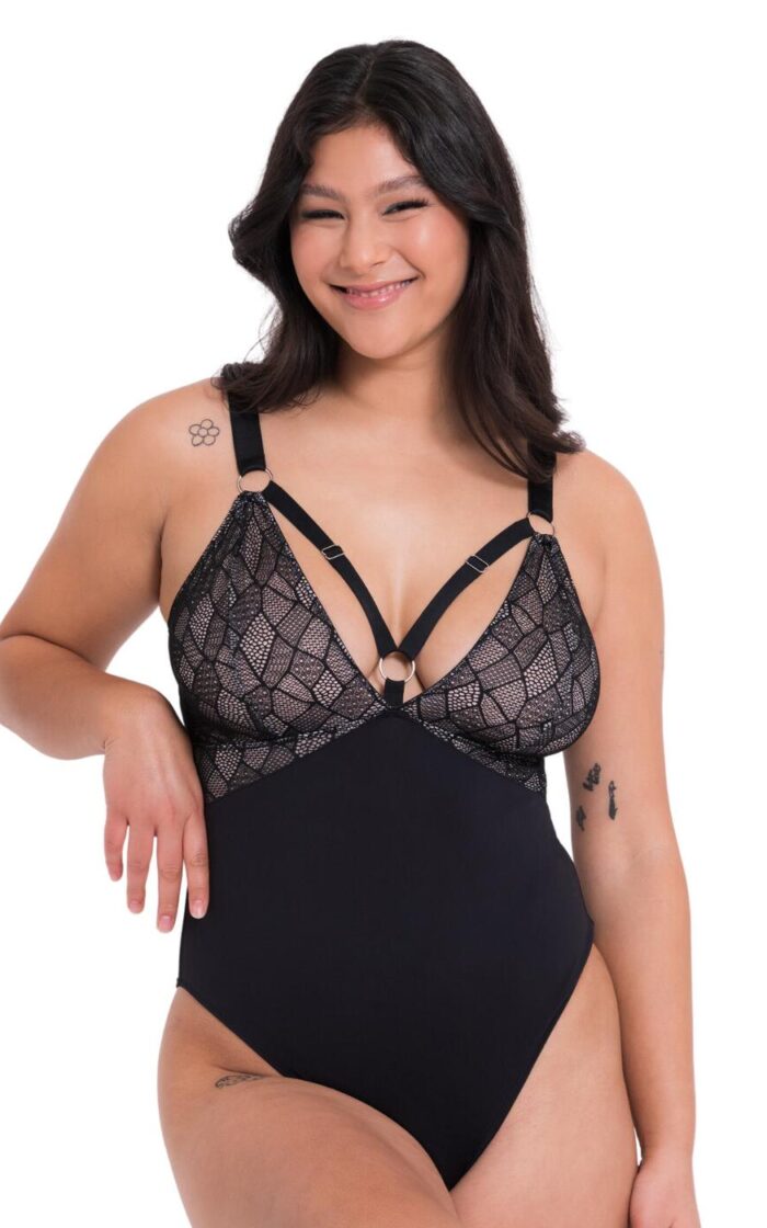 Curvy Kate Non-Stop Stretch Bodysuit - Black/Pink - S - 10