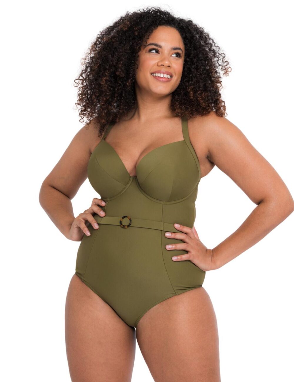 Curvy Kate Retro Sun Halter Swimsuit - Olive - 32DD
