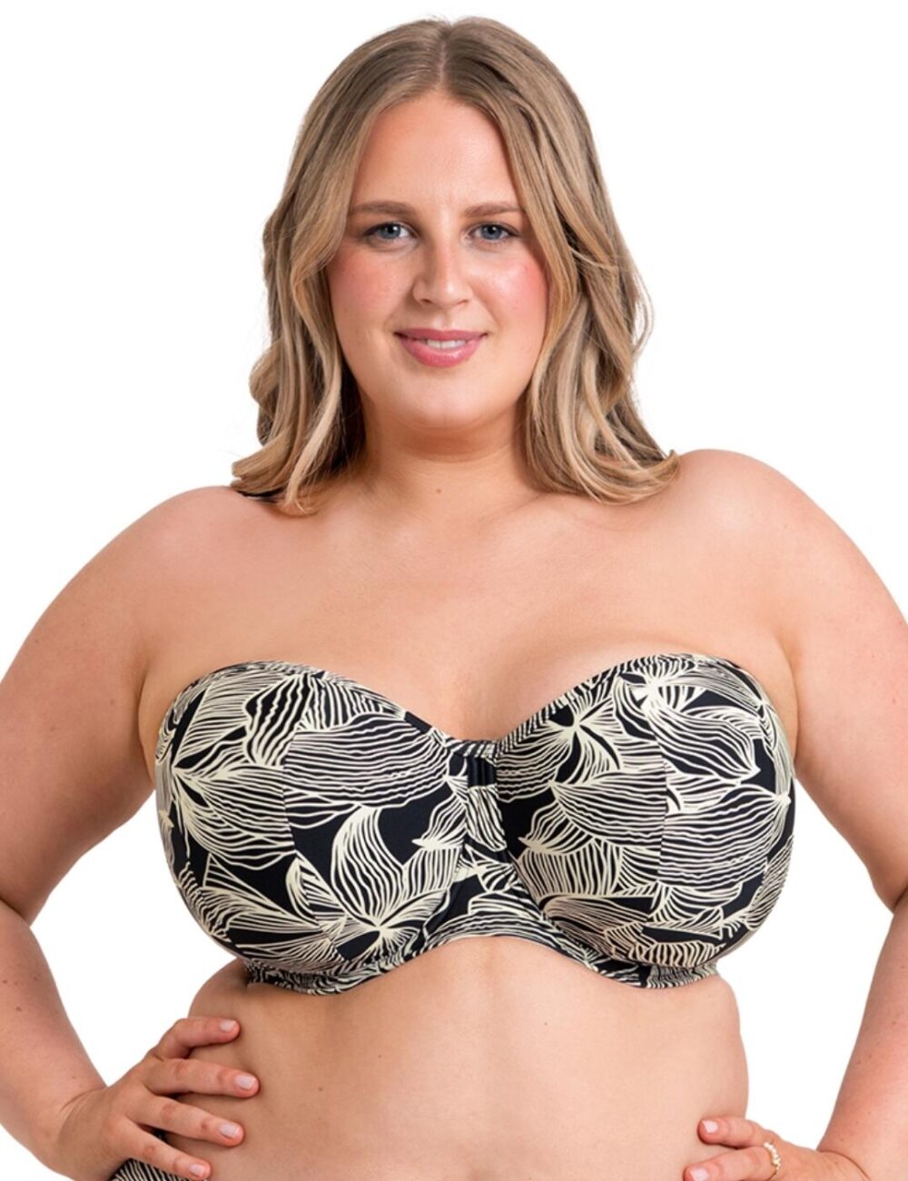 Curvy Kate Ripple Reef Bandeau Bikini Top - Black Print - 30D