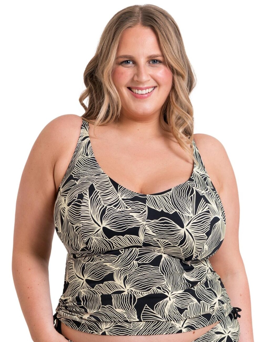 Curvy Kate Ripple Reef Non Wired Tankini Top - Black Print - 30DD/E