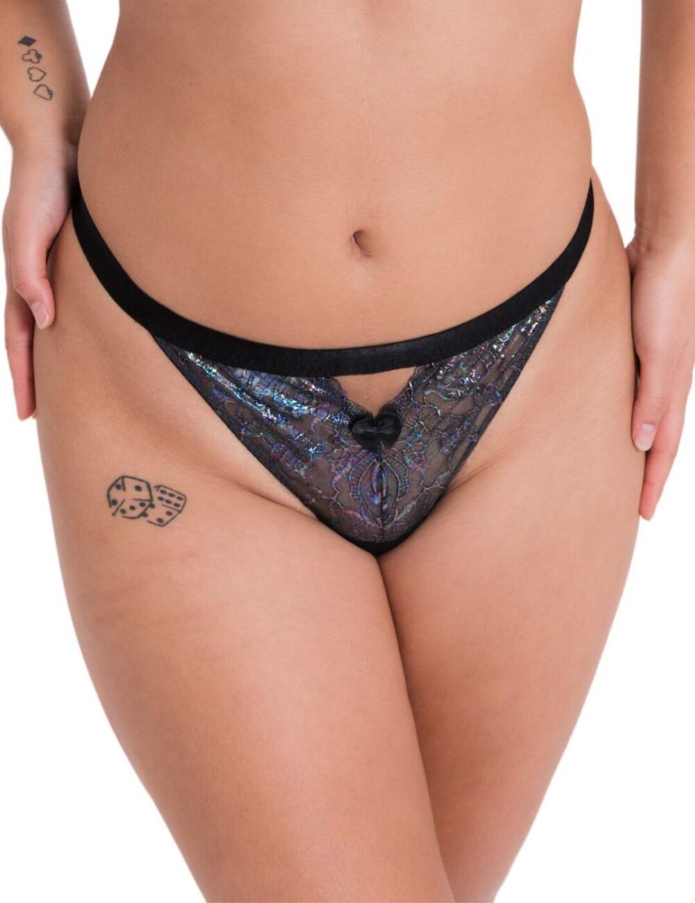 Curvy Kate Stand Out Thong - Black Sparkle - S - 10