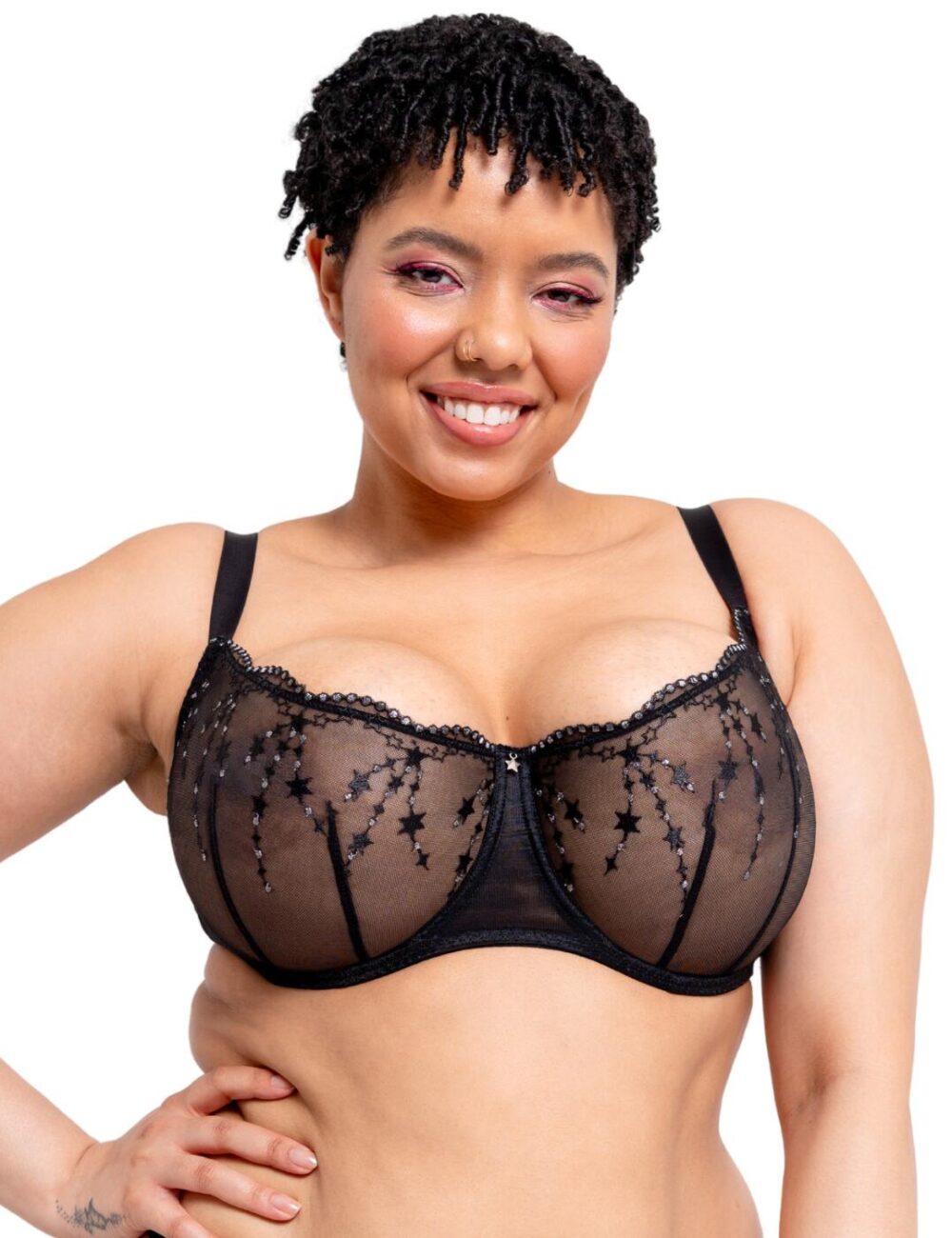Curvy Kate Stardust Balcony Bra - Black Sparkle - 32G