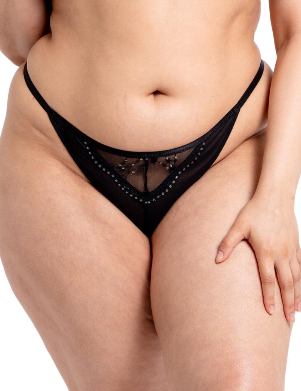 Curvy Kate Stardust Thong - Black Sparkle - L - 14