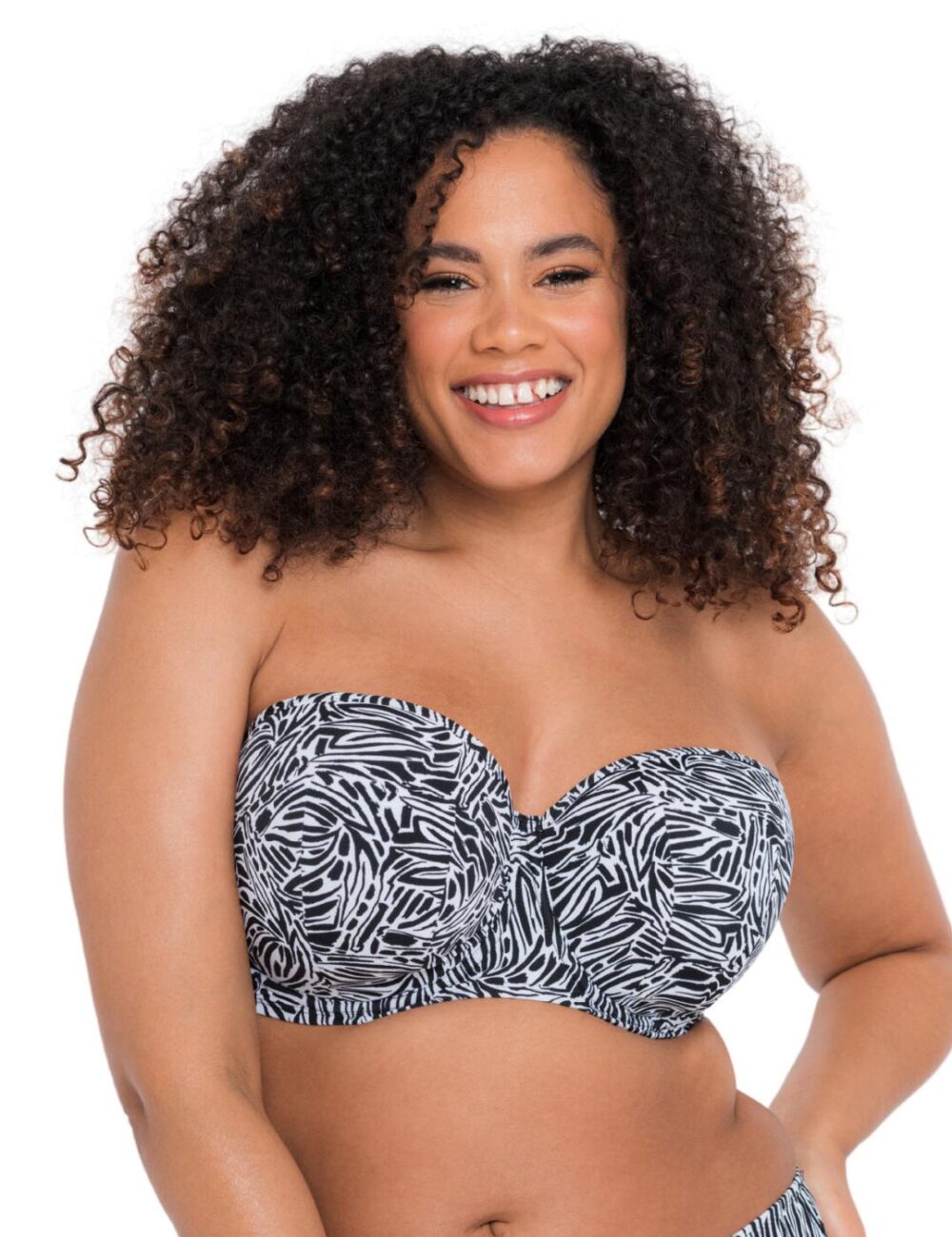 Curvy Kate Sundown Bandeau Bikini Top - Black Print - 30G