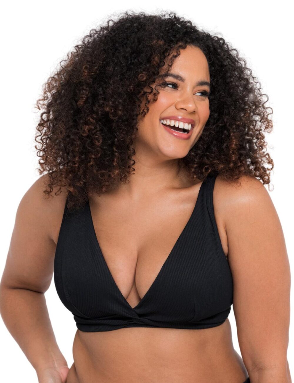 Curvy Kate Twist & Shout Plunge Bikini Top - Black - 32DD/E