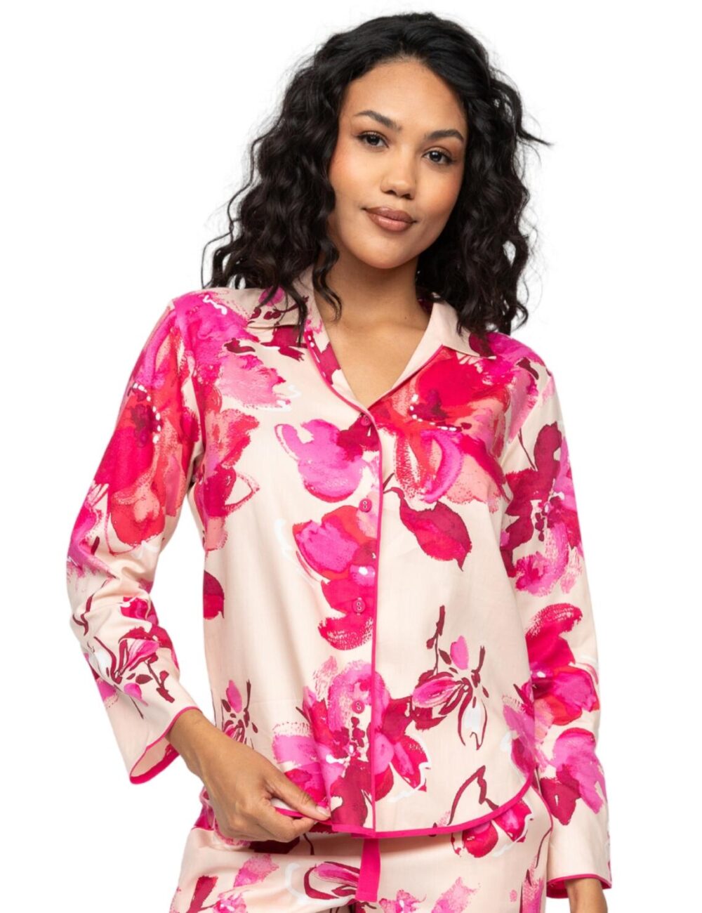 Cyberjammies Aria Floral Print Pyjama Top - Peach Mix - 2XL - 18