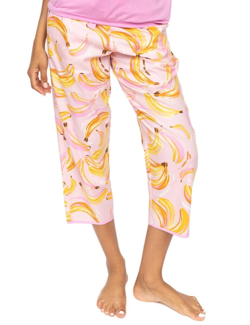 Cyberjammies Betsy Banana Print Cropped Pyjama Bottoms - Light Pink Mix - S - 10