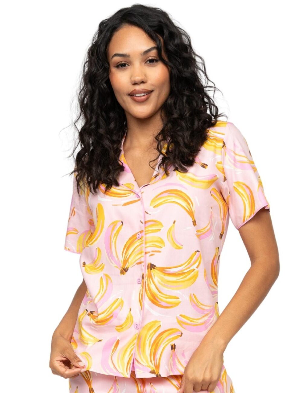 Cyberjammies Betsy Banana Print Pyjama Top - Light Pink Mix - S - 10