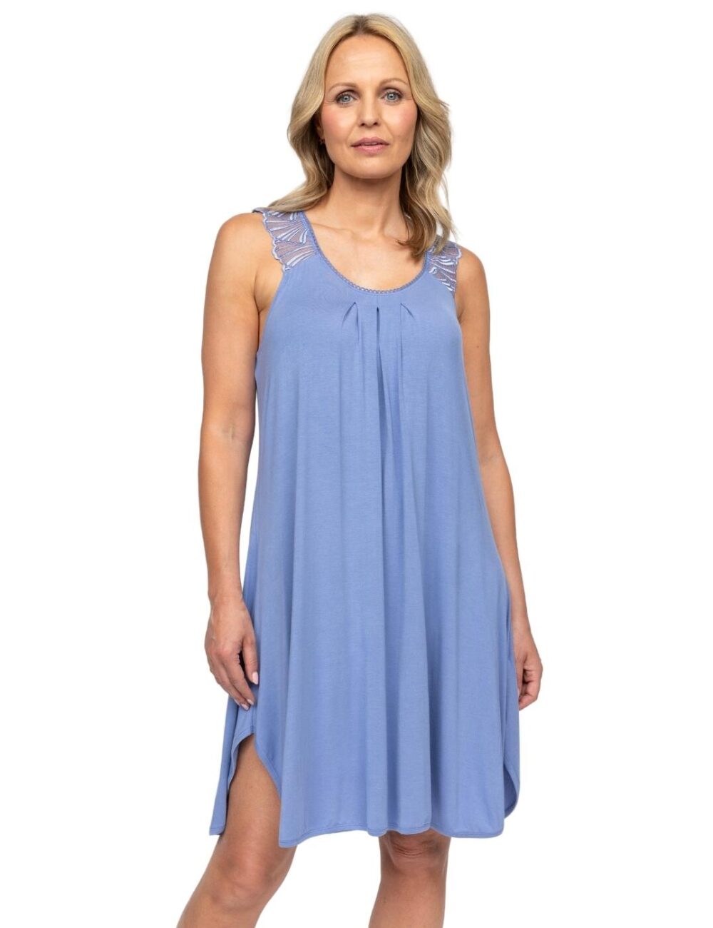Cyberjammies Nora Rose Brooke Jersey Swing Nightdress - Cornflower Blue - 2XL - 18