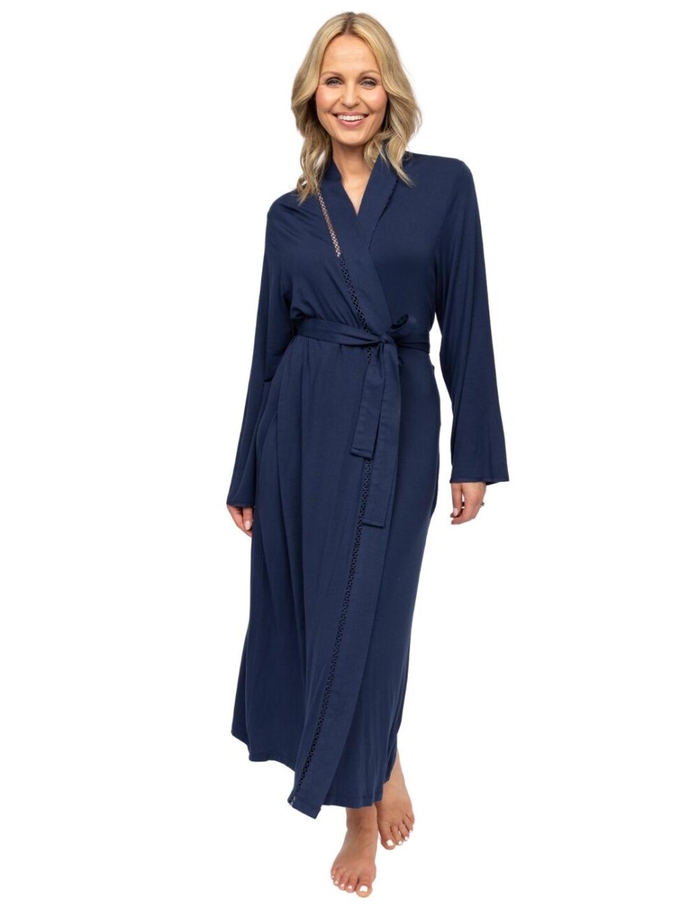 Cyberjammies Nora Rose Louisa Long Dressing Gown - Navy - 5XL - 24