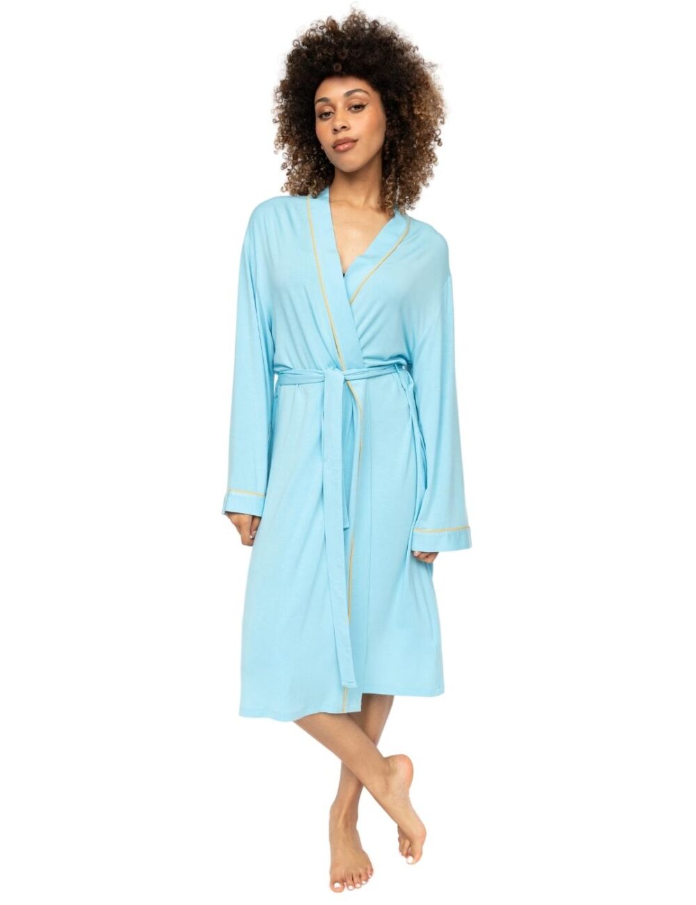 Cyberjammies Paige Jersey Short Dressing Gown - Light Blue - S - 10