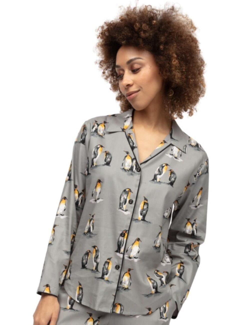 Cyberjammies Parker Penguin Print Pyjama Top - Grey Mix - 3XL - 20