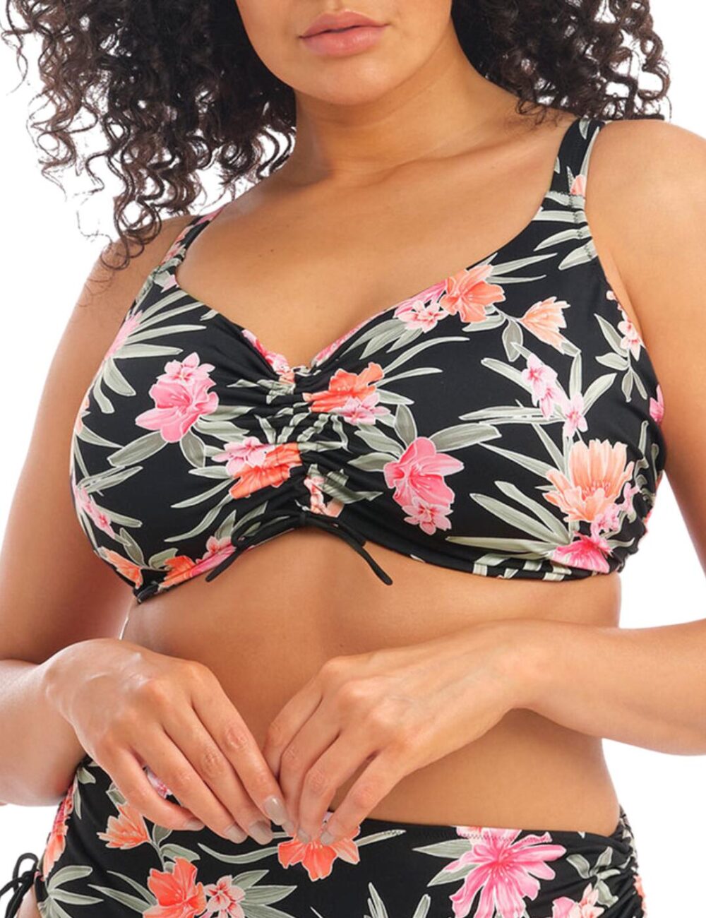 Elomi Dark Tropics Underwired Adjustable Bikini Top - Black - 36E