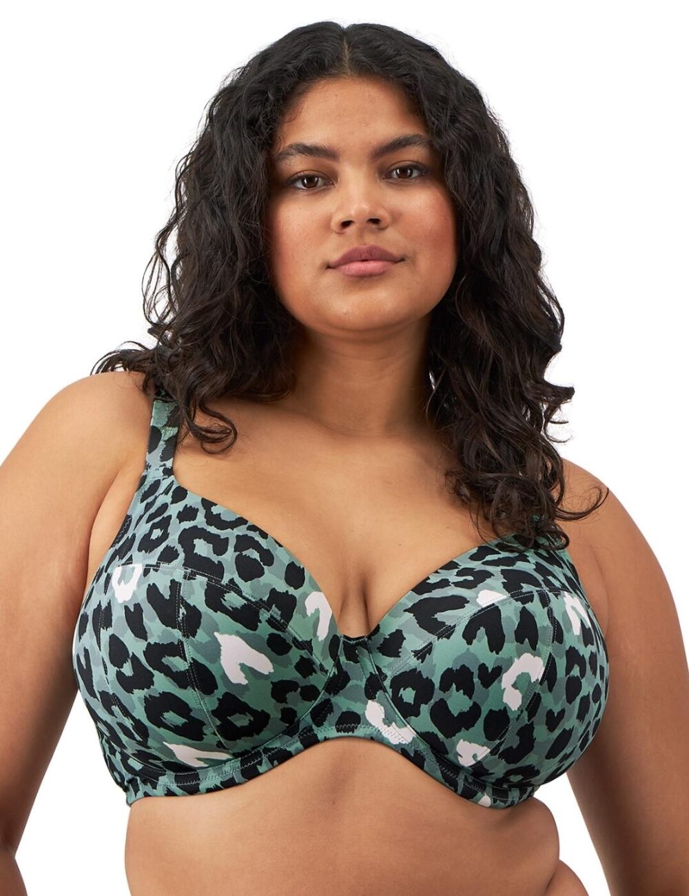 Elomi Jungle Bay Plunge Bikini Top - Olive - 36E