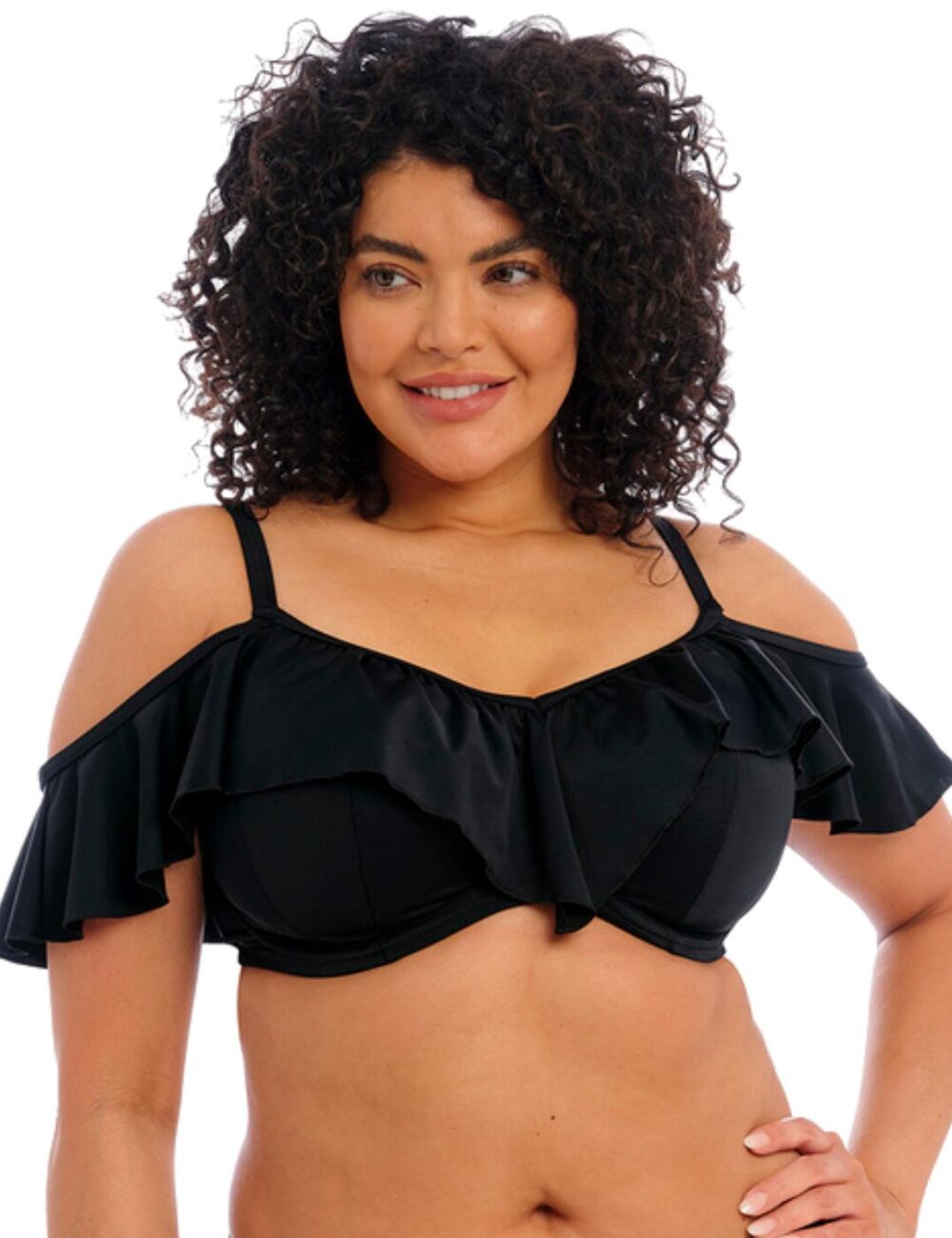 Elomi Plain Sailing Bardot Bikini Top - Black - 34G